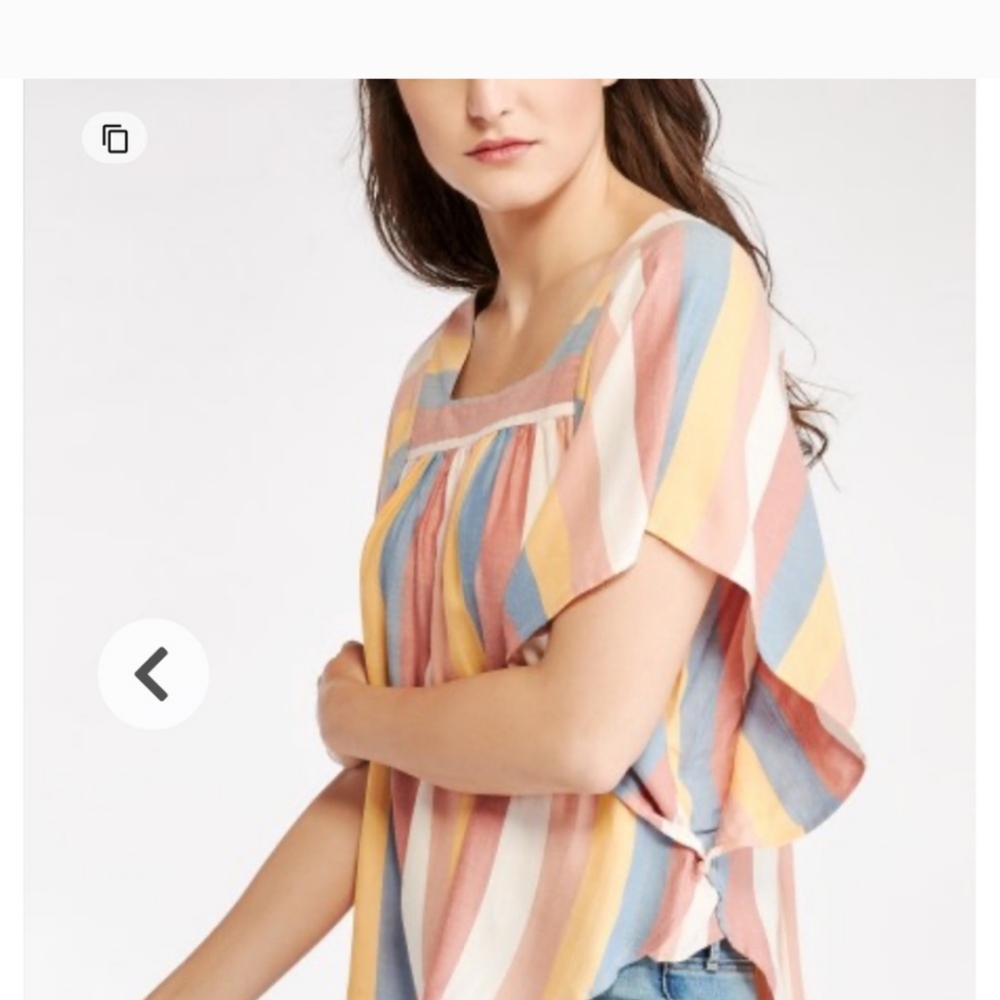 Women's BeachLunchLounge Zoey Happy Stripe Blouse || Size S
